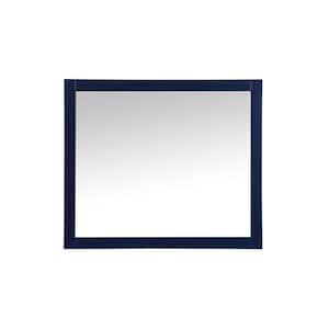 Timeless Home 42 in. W x 36 in. H x Modern Wood Framed Rectangle Blue Mirror
