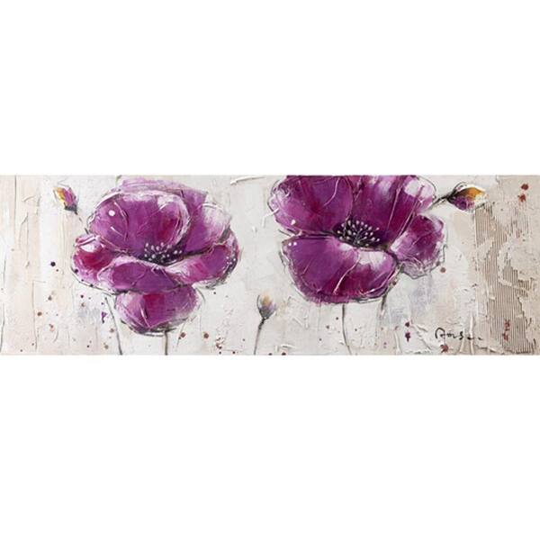 Yosemite Home Decor 59 in. x 20 in. Purple Burst II Hand Painted Contemporary Artwork-DISCONTINUED