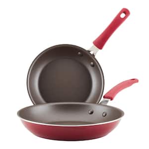 Cook + Create 2-Piece Red, Aluminum Nonstick Frying Pan Set