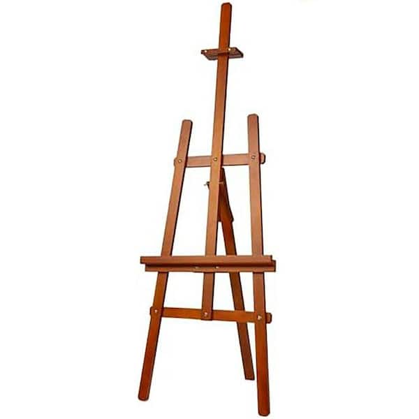 Adjustable Pine Wood Floor Easel for Adults Artists Beginners Painting Canvas Holder Tool-Less Install Walnut