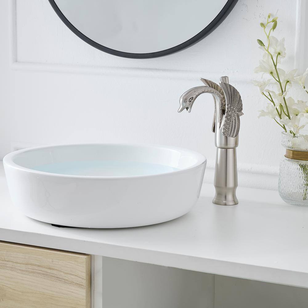 Brushed Nickel Swan Single Handle Vessel Sink Faucet