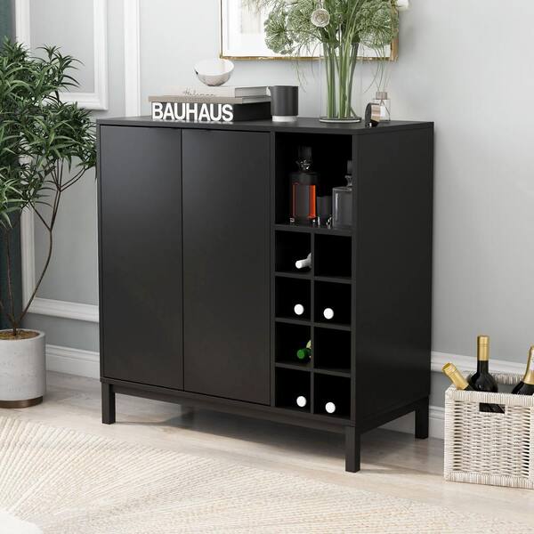 Nestfair 8Bottle Black Wine Rack Sideboards and Buffets LWF285318B The Home Depot