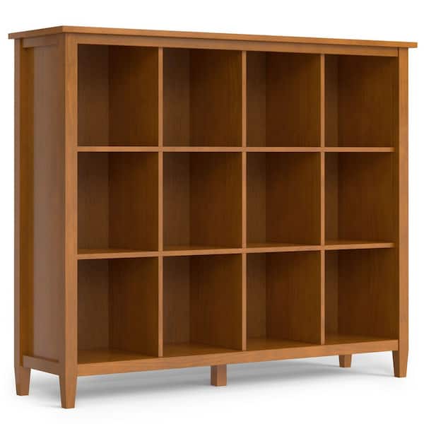 Simpli Home Warm Shaker Solid wood 48 in. Transitional 12 Cube Storage in Light Golden Brown Bookcase