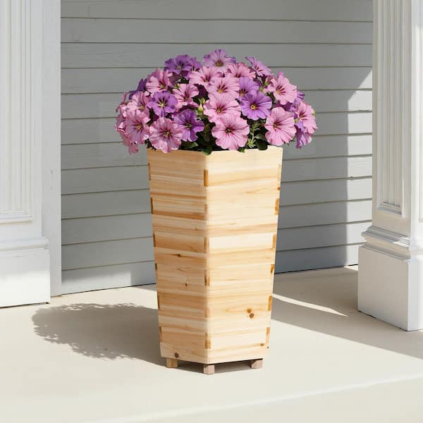 10 in. L x 10 in. W x 24 in. H Novelty Natural Wood Planter Pots Indoor/Outdoor Planter Box