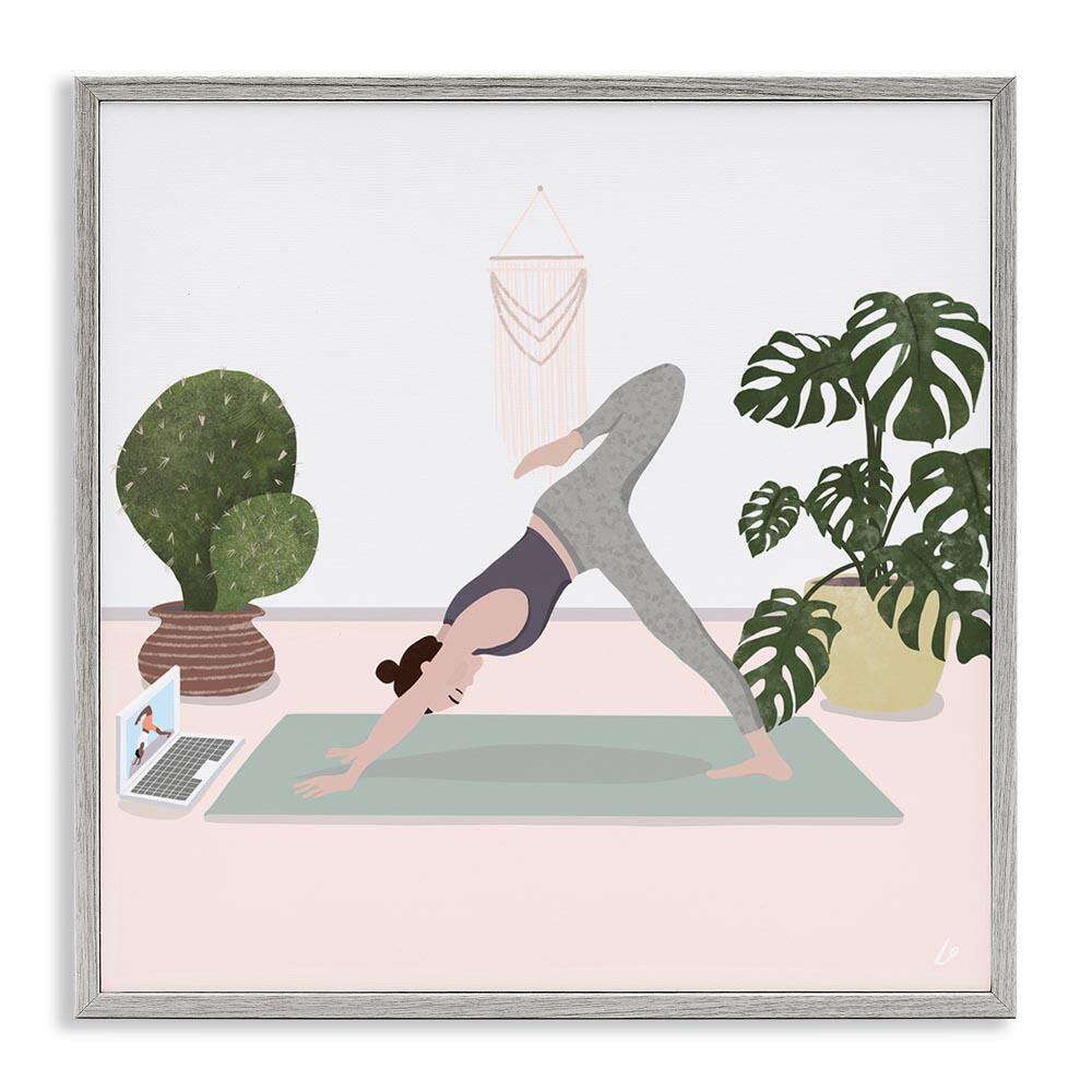 Yoga Stretches with Plants by Lydia Orange Gray Framed Nature Giclee Art Print 24 in. x 24 in. price history on PriceWatchPro