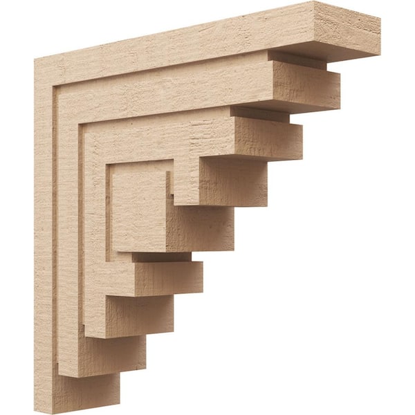 Ekena Millwork 8 in. x 32 in. x 32 in. Thin Landon Rough Cedar Woodgrain TimberThane Corbel, Primed Tan