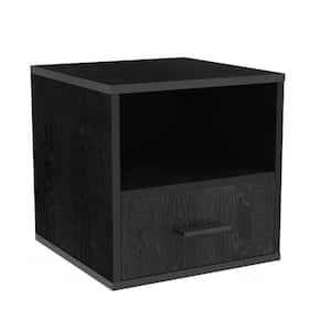 Black Modular Cube End Table with Drawer