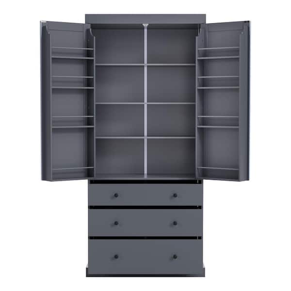 COWLOWN 35 in. W x 17.7 in. D x 77 in. H Bathroom Gray Linen Cabinet