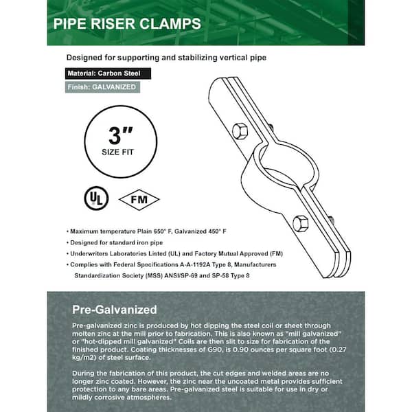 PLUMBFLEX 3 in. Riser Clamp in Galvanized Steel 03CLRSG - The Home Depot