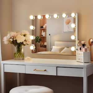Lighted Makeup Vanity Hollywood Mirror with 3 Color Lights Dimmable LED Bulbs with 10X Magnification