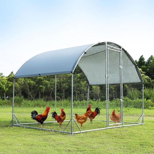 GOGEXX 12.5 ft.L x 9.2 ft. W x 6.5 ft.H Large Metal Chicken Coop Chicken House Steel Wire Fence Net Cage Poultry Cage Outdoors