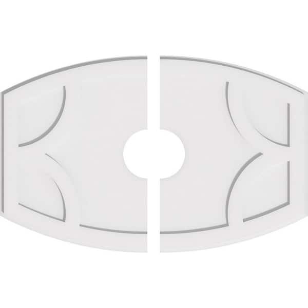 Ekena Millwork 36 in. W x 24 in. H x 6 in. ID x 1 in. P Kailey Architectural Grade PVC Contemporary Ceiling Medallion (2-Piece)