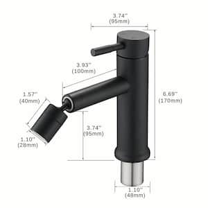 Single Handle Single Hole Bathroom 2 Mode Faucet with 360 Degree Rotating Aerator in Matte Black