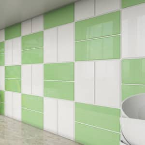 Powder Room Green 3 in. x 6 in. x 8 mm Glass Subway Tile (5 sq. ft./case)
