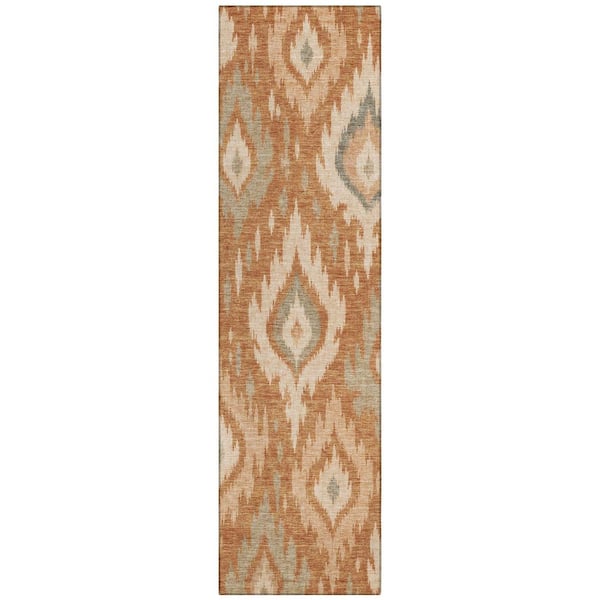 Chantille Machine Washable Indoor/Outdoor Abstract ACN3073 Terracotta 2 ft. x 7 ft. Runner Rug