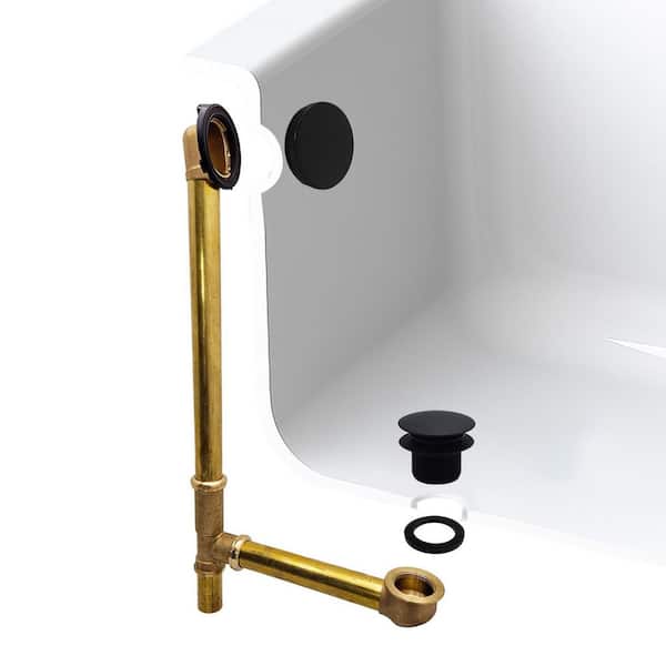 22 in. Brass Drain Bath Waste and Illusionary Overflow, Matte Black