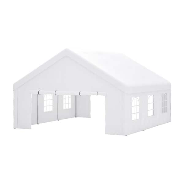 20 ft. x 20 ft. White Heavy Duty Large Wedding Event Canopy Tent with Removable Sidewalls and 2 Storage Bags