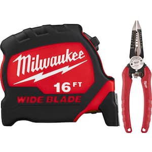 16 ft. x 1.3 in. Wide Blade Tape Measure with 6-in-1 Wire Stripper Pliers