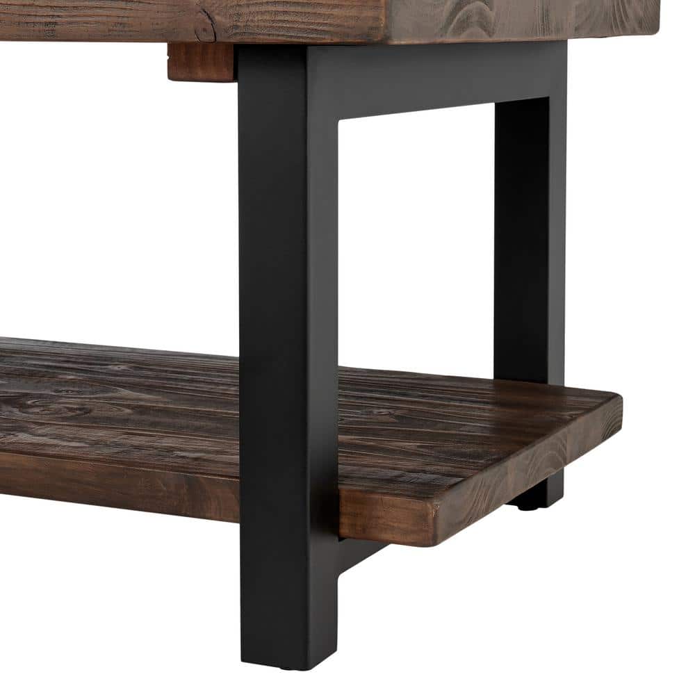 Pomona 42" Rustic Natural Wood and Metal Coffee Table
