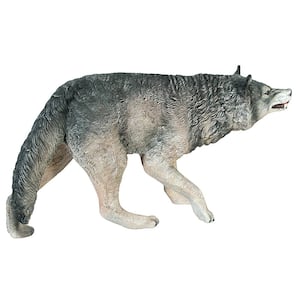 27 in. H Call of the Wild Growling Gray Wolf Statue