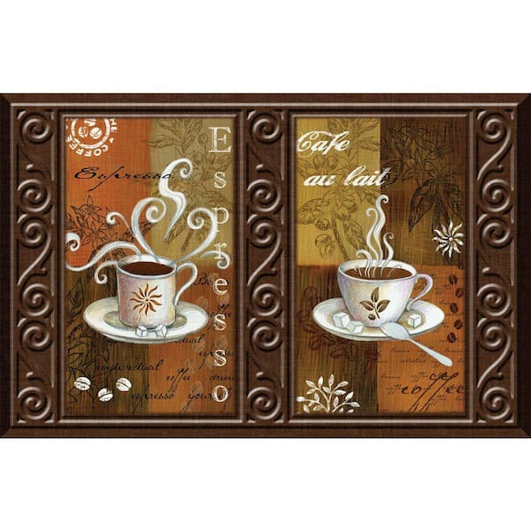 Apache Mills Luxury Chef Espresso Blocks 22 in. x 34 in. Printed Foam Mat