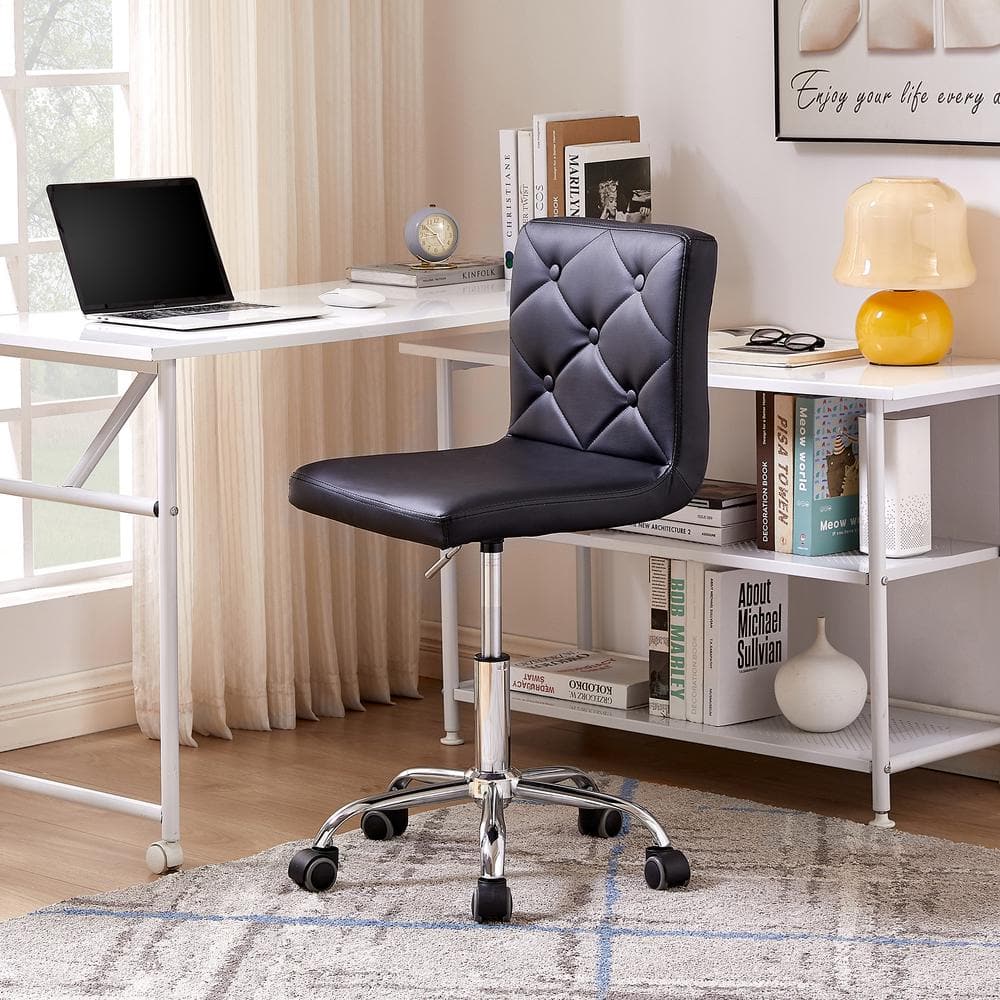 VECELO Armless Desk Chair Faux Leather Task Chair Home office