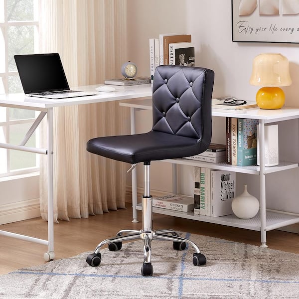 VECELO Armless Desk Chair Faux Leather Task Chair Home office