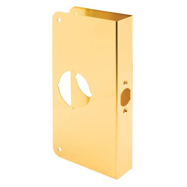 Prime-Line 1-3/8 in. x 9 in. Thick Solid Brass Lock and Door Reinforcer, 2-1/8 in. Single Bore, 2-3/8 in. Backset
