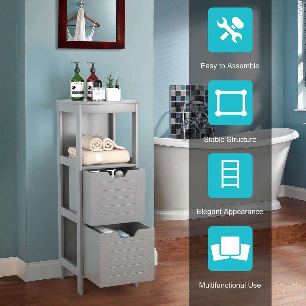 Modern Gray MDF Accent Cabinet with Safety Drawers