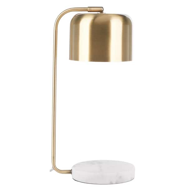 SAFAVIEH Foley 19 in. 1 Light Brass/White Table Lamp