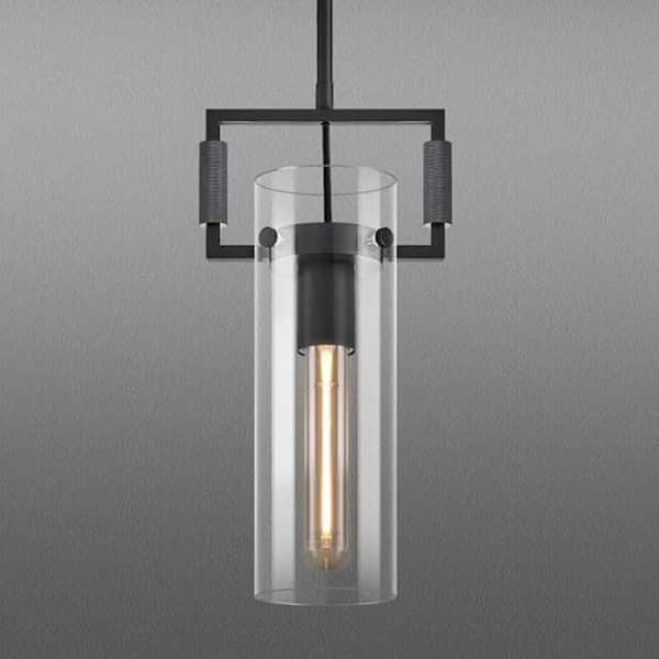 Modern Kitchen Island Pendant Lighting, 1-Light Black Pendant Light with Glass Shade, Gold Pendant Light