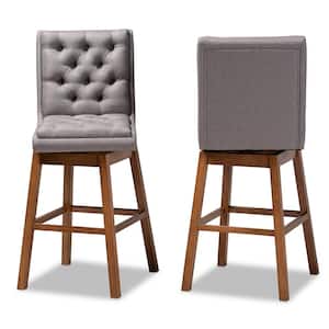 Gregory 31 in. Grey and Walnut Brown Bar Stool (Set of 2)