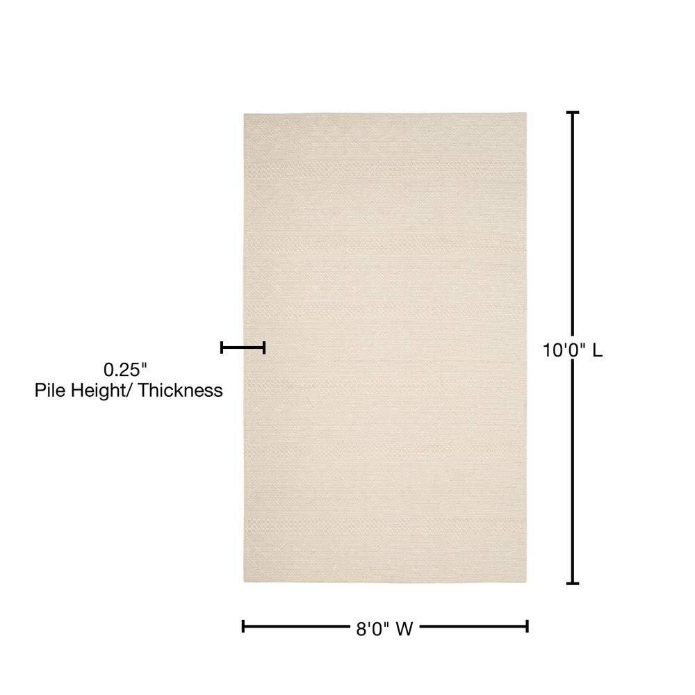 Hand-Knotted Ivory Wool 8' x 10' Rectangular Area Rug