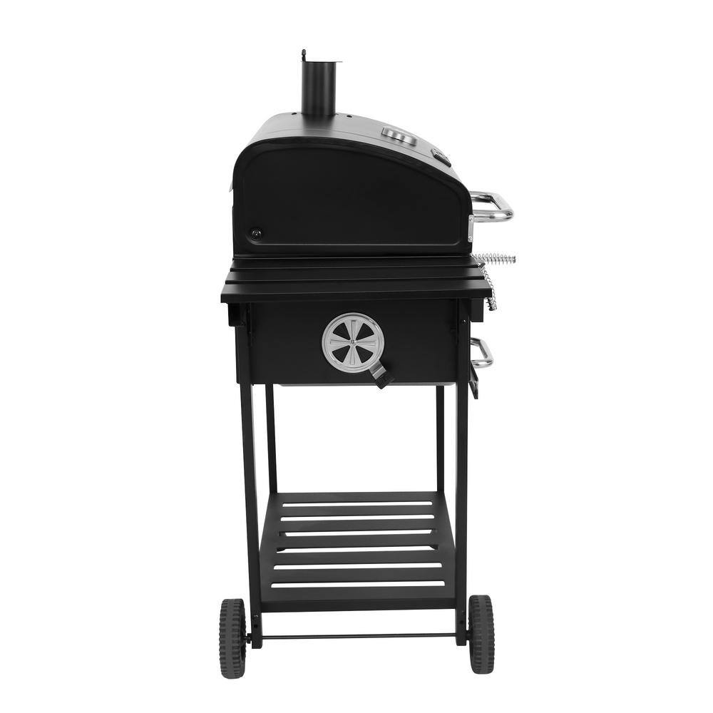 24 in. Charcoal BBQ Grill in Black with 2-Side Table - 1