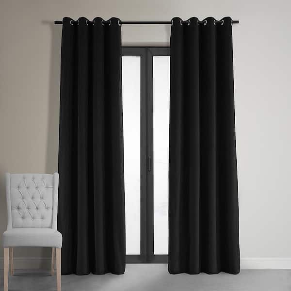 Exclusive Fabrics & Furnishings Warm Black Velvet Grommet Blackout Curtain - 50 in. W x 108 in. L (1 Panel)
