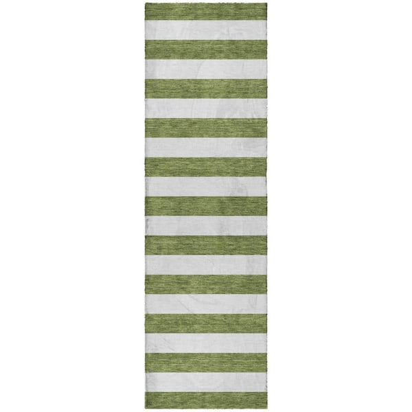 Dream Shag Premium Machine Washable Abstract ADS528 Olive 2 ft. x 7 ft. Runner Rug