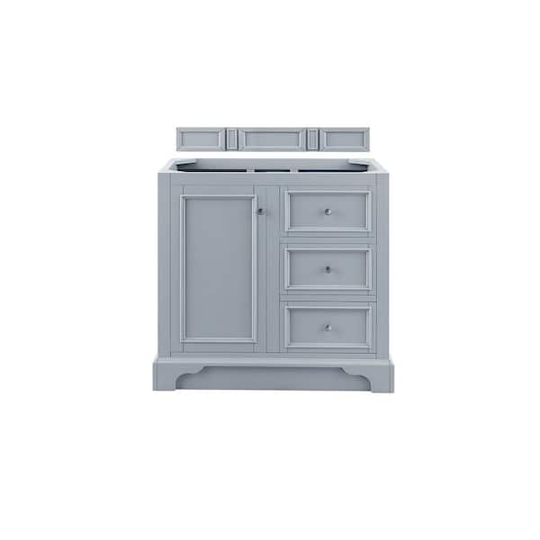 James Martin Vanities De Soto 37.3 in. W x 23.5 in.D x 36.3 in. H Single Bath Vanity in Silver Gray with Solid Surface Top in Arctic Fall