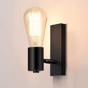 2.76 in. 1-Light Matte Black Vintage Industrial Bulb Wall Sconce for Bathroom Stair Bedroom