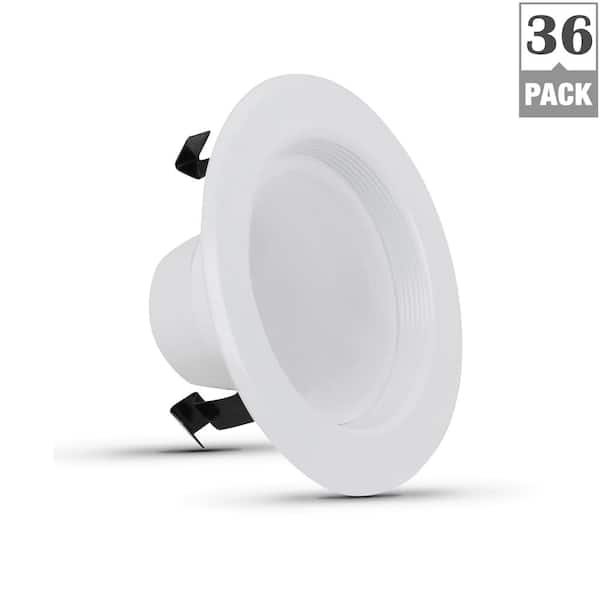 Feit Electric 4 in. 650 Lumens 2700K Soft White Dimmable Integrated LED Retrofit Recessed Light Baffle Trim, White 36-Pack