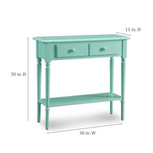 Coastal Notions 30 in. Silky Painted Kiwi Green Narrow Hall Stand/Sofa Table with Shelf