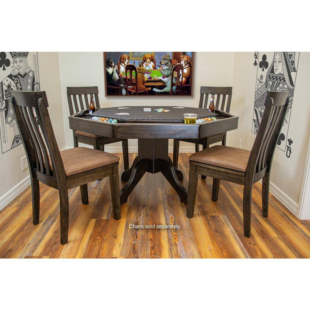 Mocha Knotty Alder 54" Square Poker Table with Stainless Steel Cup Holders