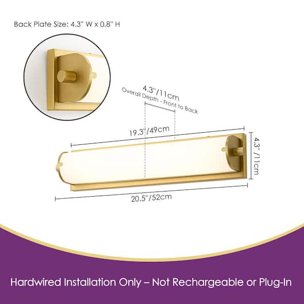 Rennnsan Fynr Modern 1-Light 20.5 in. Brushed Gold Linear LED Wall