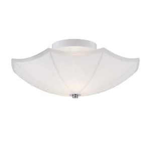 Orly 14 in. 2-Light Chrome Semi-Flush Mount with Umbrella Shaped Glass Shade