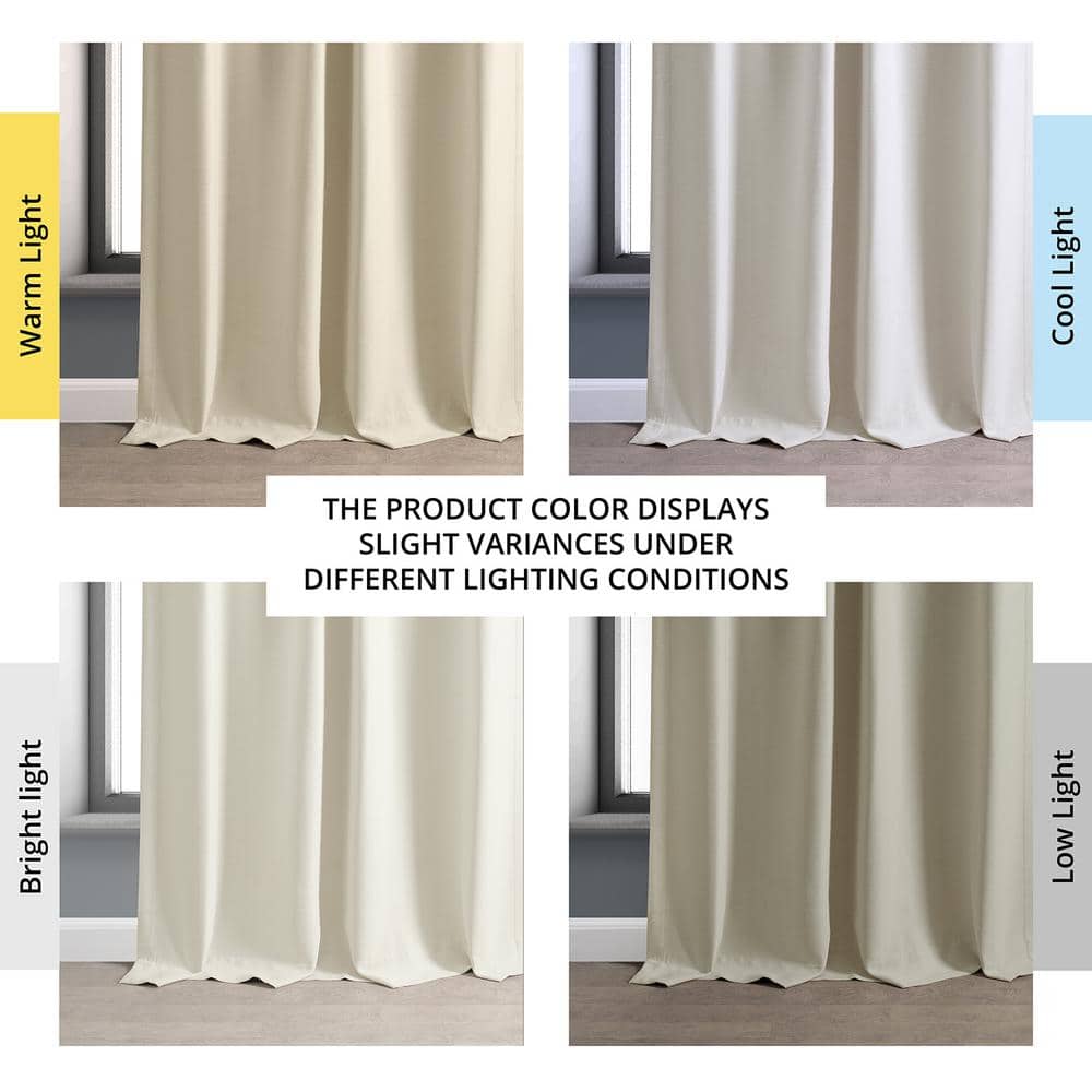 White Puddle Length Blackout Linen-Polyester Window Panel