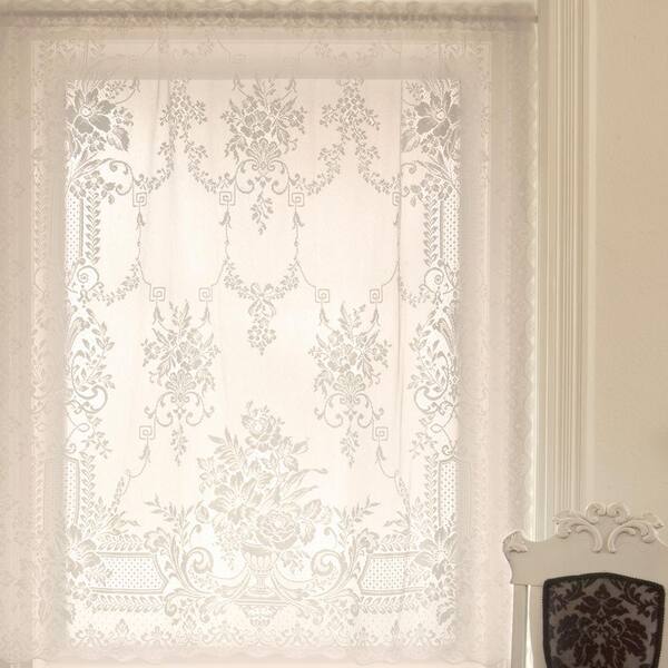 Heritage Lace White Fl Rod Pocket Sheer Curtain 60 In W X 63 L 8325w 6063 The Home Depot Heritage Lace White Fl Rod Pocket