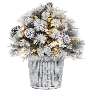 22 in. Snowy Chiwaw Basin Artificial Christmas Tree with LED Lights