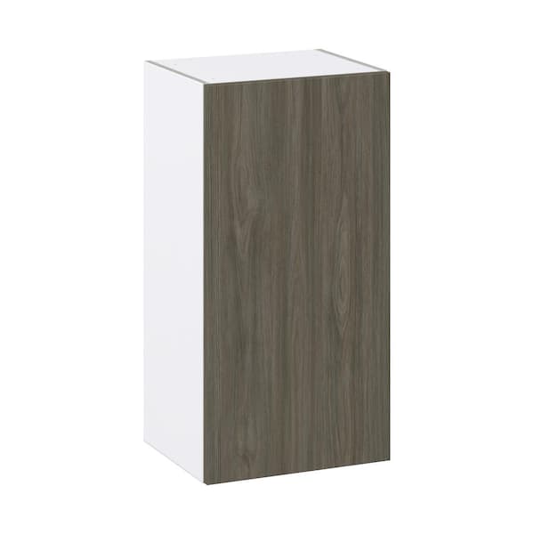 J COLLECTION Medora textured Slab Walnut Assembled Wall Kitchen Cabinet with Full Height Door (18 in. W x 35 in. H x 14 in. D)