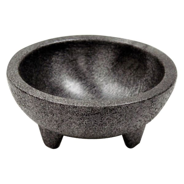 5 in. Black Polypropylene Molcajete Chip and Dip Server 4-Pack
