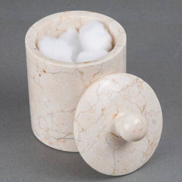 Creative Home Spa Natural Marble Cotton Ball Holder In Beige 744 The Home Depot