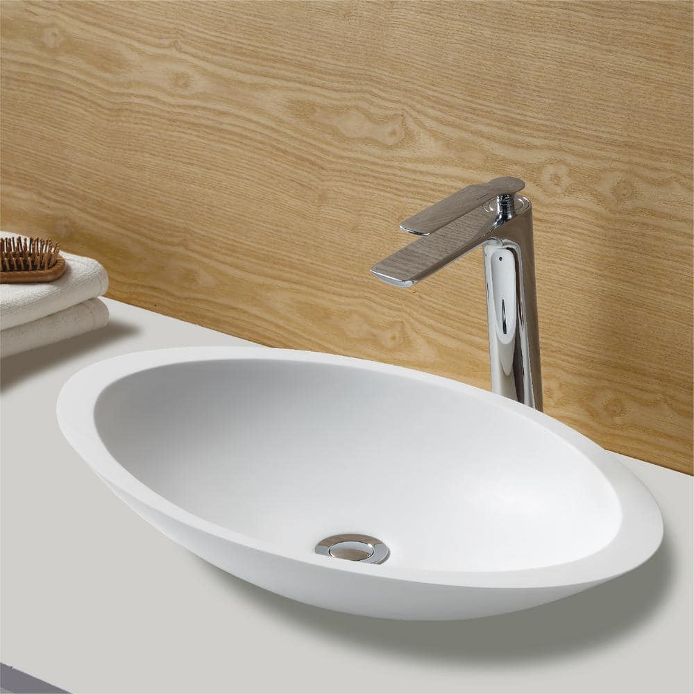 Matte White Acrylic 23" Oval Above-Counter Vessel Sink